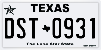 TX license plate DST0931