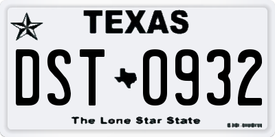 TX license plate DST0932