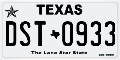 TX license plate DST0933