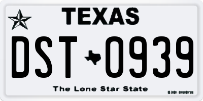 TX license plate DST0939