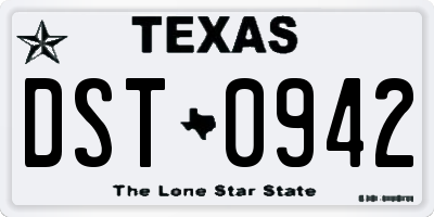 TX license plate DST0942