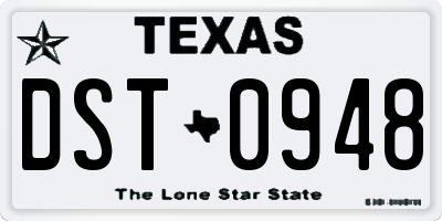 TX license plate DST0948