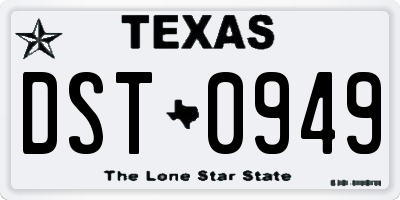 TX license plate DST0949