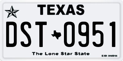 TX license plate DST0951