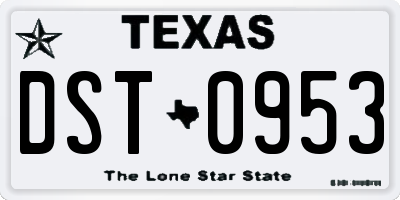TX license plate DST0953