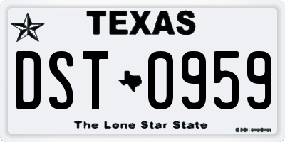 TX license plate DST0959