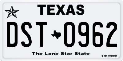 TX license plate DST0962