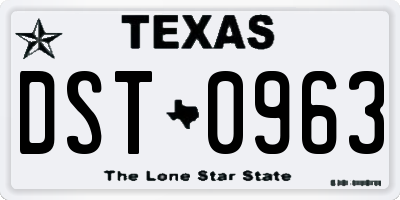 TX license plate DST0963