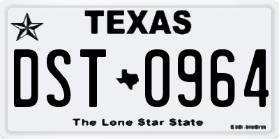 TX license plate DST0964