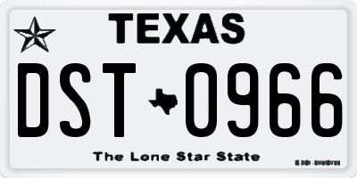 TX license plate DST0966