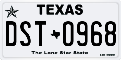 TX license plate DST0968