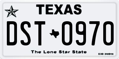 TX license plate DST0970