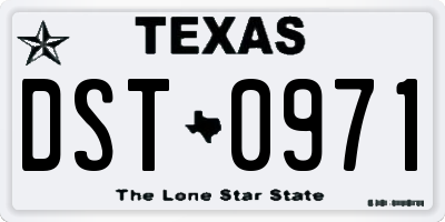 TX license plate DST0971