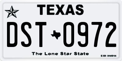 TX license plate DST0972