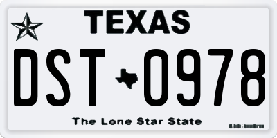 TX license plate DST0978
