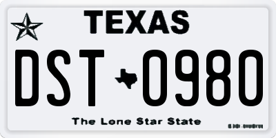 TX license plate DST0980