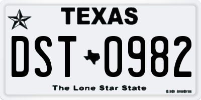 TX license plate DST0982