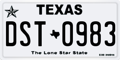 TX license plate DST0983