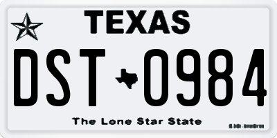 TX license plate DST0984