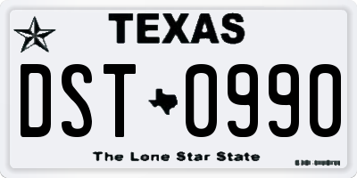 TX license plate DST0990