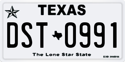 TX license plate DST0991
