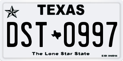 TX license plate DST0997