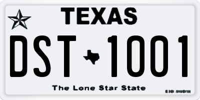 TX license plate DST1001