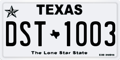 TX license plate DST1003