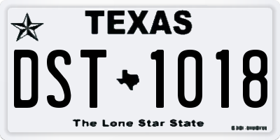 TX license plate DST1018
