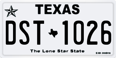 TX license plate DST1026