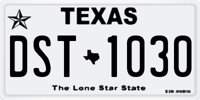 TX license plate DST1030