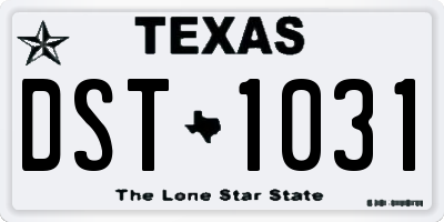 TX license plate DST1031