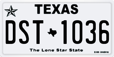 TX license plate DST1036