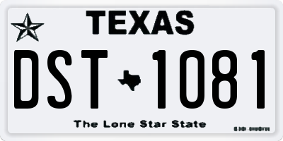 TX license plate DST1081