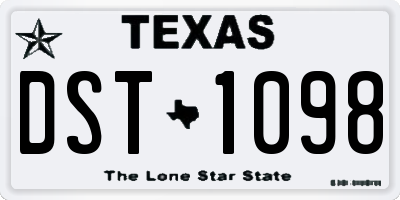 TX license plate DST1098
