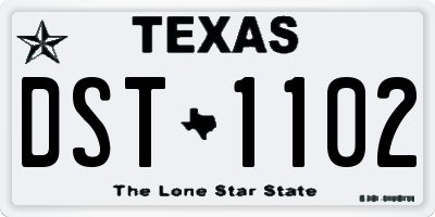TX license plate DST1102