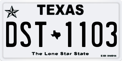 TX license plate DST1103