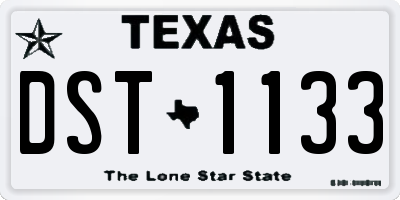 TX license plate DST1133