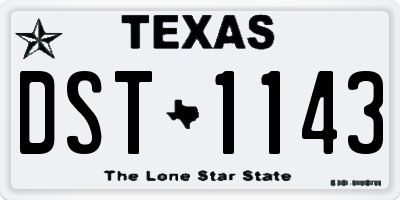 TX license plate DST1143
