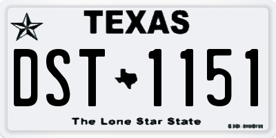 TX license plate DST1151