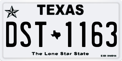 TX license plate DST1163