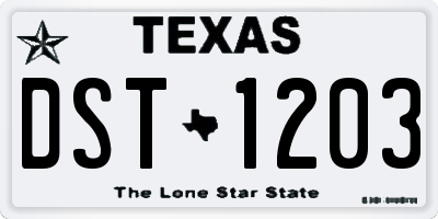 TX license plate DST1203
