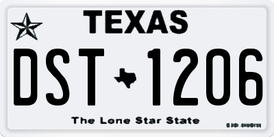 TX license plate DST1206