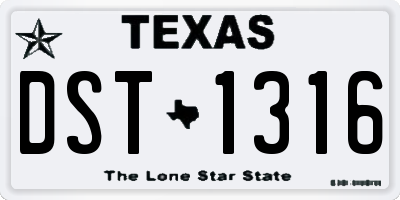 TX license plate DST1316