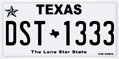 TX license plate DST1333
