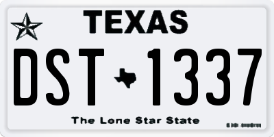 TX license plate DST1337