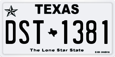 TX license plate DST1381