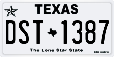 TX license plate DST1387