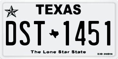 TX license plate DST1451