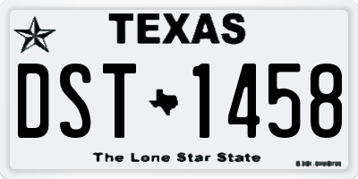 TX license plate DST1458